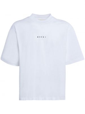 Bavlněné tričko s potiskem Marni bílé