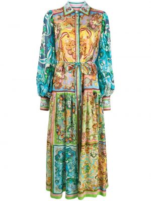Midi obleka s cvetličnim vzorcem s potiskom Alemais modra