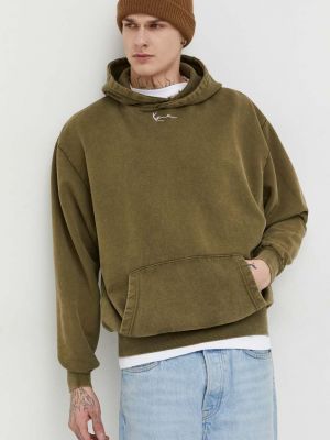 Pamučna hoodie s kapuljačom Karl Kani zelena
