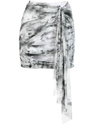 Přiléhavé mini sukně na zip s potiskem Msgm - bílá