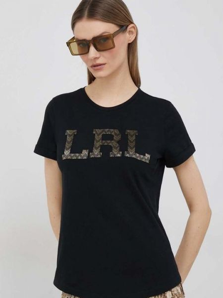 Хлопковая футболка Lauren Ralph Lauren черная