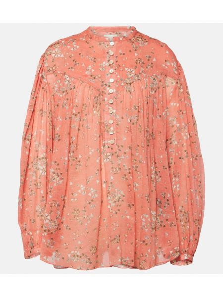 Bombažna svilena bluza Isabel Marant roza