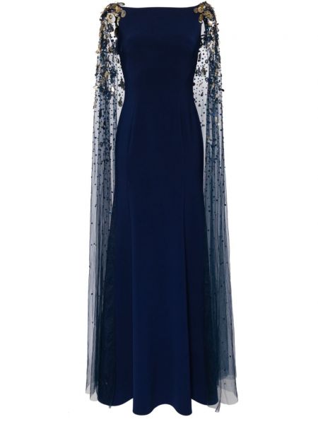 Boncuklu abiye elbise Jenny Packham mavi