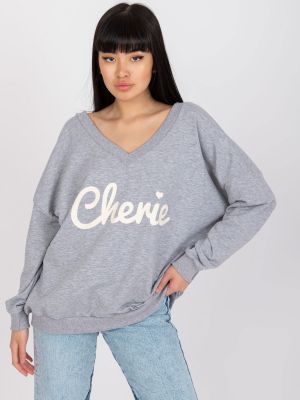 Melanžinis raštuotas džemperis ilgomis rankovėmis Fashionhunters pilka