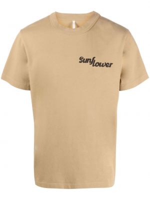 Βαμβακερή μπλούζα με σχέδιο Sunflower καφέ