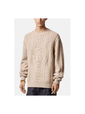 Jersey de lana de tela jersey con trenzado Versace beige