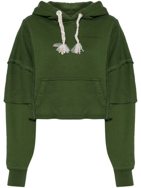 Raštuotas džemperis su gobtuvu Khrisjoy žalia