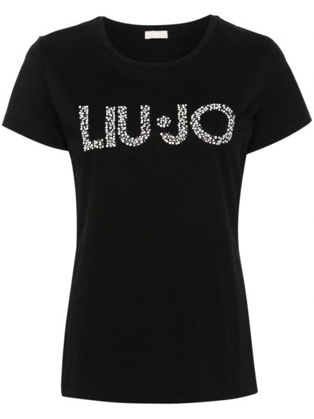 Bavlnené tričko s cvočkami Liu Jo čierna