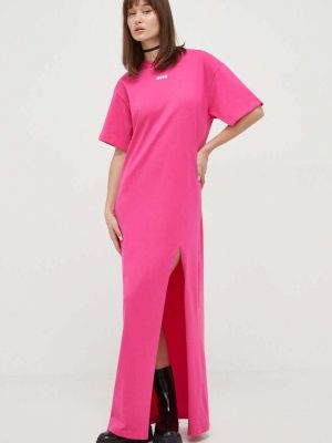 Sukienka długa bawełniana oversize Msgm Różowa