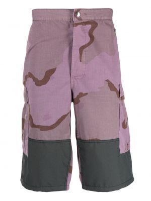 Pantaloni scurți cargo cu model camuflaj Oamc violet
