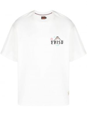 Tricou din bumbac cu imagine Evisu alb