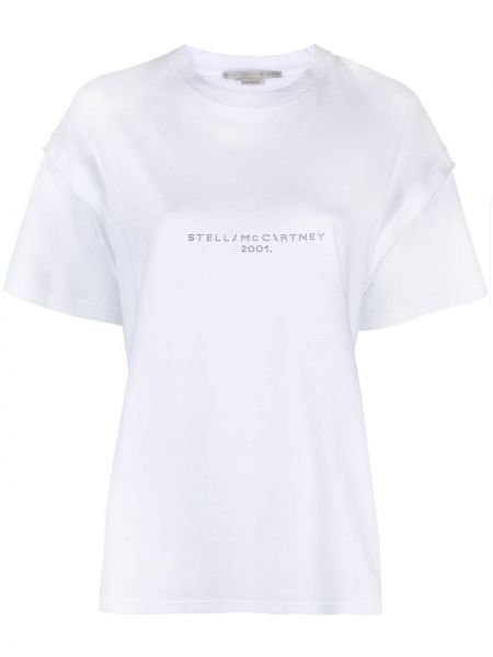 Marškinėliai su blizgučiais Stella Mccartney balta