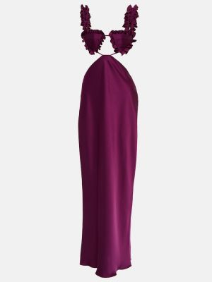 Σατέν μίντι φόρεμα με κεχριμπάρι The Attico μωβ