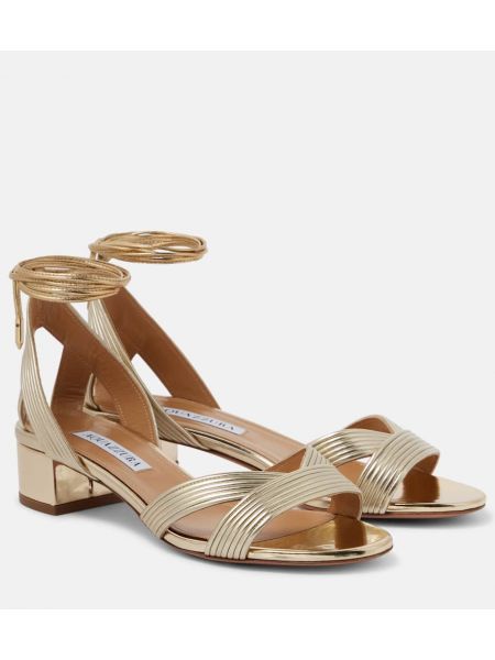 Sandalias de cuero Aquazzura dorado