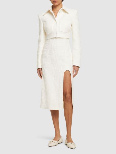 Falda de cintura alta de tweed Alessandro Vigilante blanco