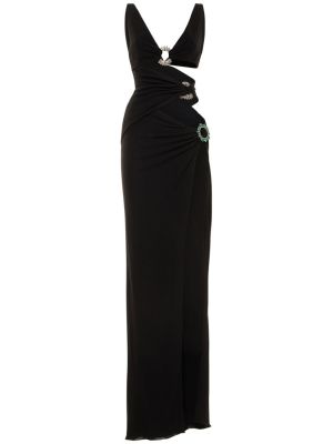 Viskózové dlouhé šaty jersey Roberto Cavalli černé