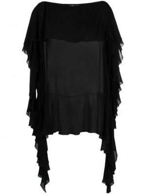 Prozorna bluza z draperijo Blumarine črna