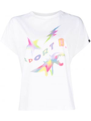 Kokvilnas sporta t-krekls ar apdruku Sport B. By Agnès B. balts