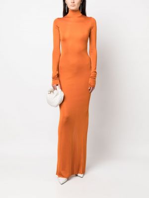 Megztas vakarinė suknelė Saint Laurent oranžinė