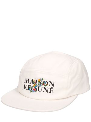 Șapcă cu model floral Maison Kitsune alb