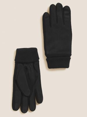 Кожаные перчатки из нубука Marks & Spencer черные