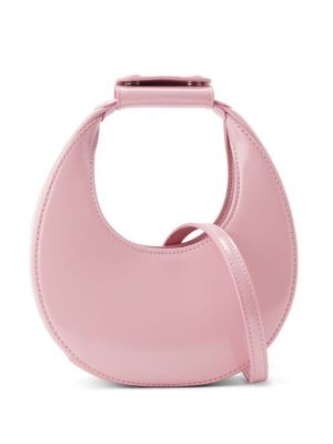 Δερμάτινη τσάντα shopper Staud ροζ