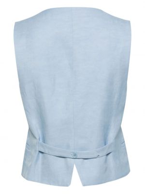 Péřová vesta s knoflíky s výstřihem do v P.a.r.o.s.h. modrá