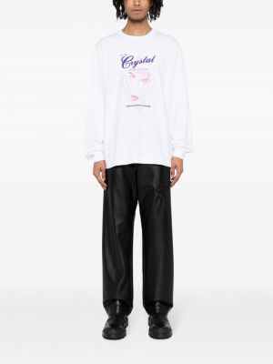 Křišťálové bavlněné tričko s potiskem Alexander Wang bílé