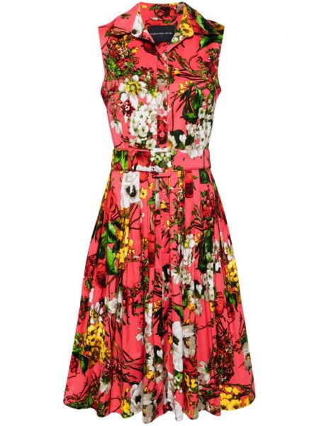 Virágos egyenes ruha nyomtatás Samantha Sung piros