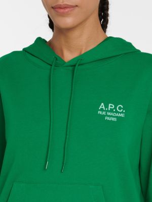 Памучен суичър с качулка A.p.c. зелено