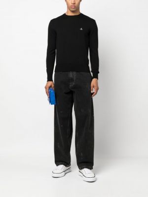 Kokvilnas džemperis ar izšuvumiem Vivienne Westwood melns