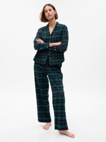Flanelové pyžamo Gap zelená