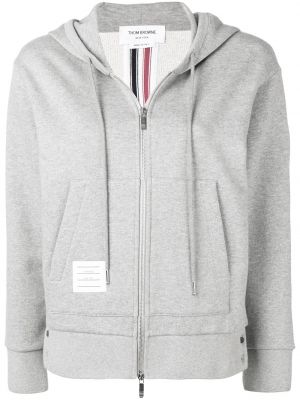 Gestreifter hoodie mit reißverschluss Thom Browne grau