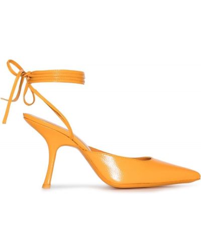 Кожени полуотворени обувки By Far оранжево