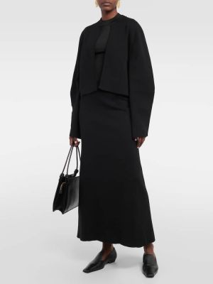 Bavlnená vlnená dlhá sukňa Fforme čierna