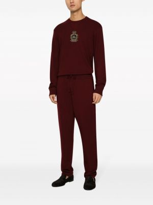 Hedvábné vlněné kalhoty Dolce & Gabbana červené
