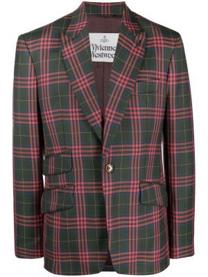 Sjekket ull lang blazer Vivienne Westwood grønn