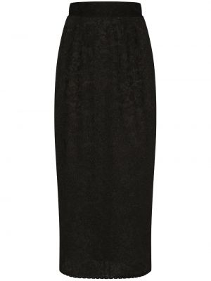 Jupe longue à fleurs en dentelle Dolce & Gabbana noir