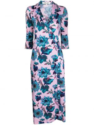 Mustriline lilleline siidist kleit Dvf Diane Von Furstenberg roosa