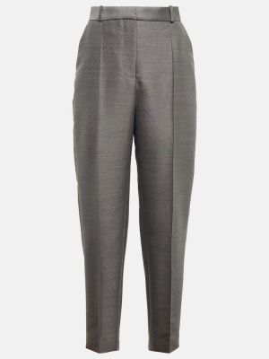 Pantaloni dritti di lana di cotone Toteme grigio