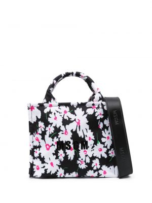 Kvetinová nákupná taška Msgm čierna