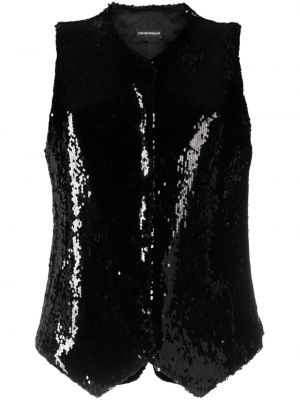 Kamizelka z dekoltem w serek Emporio Armani czarna
