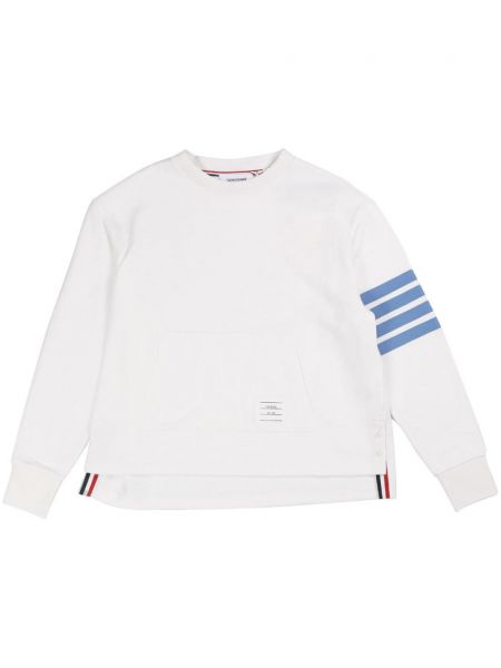 Sweat-shirt long en coton à rayures Thom Browne blanc