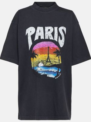 Kokvilnas t-krekls džersija ar tropisku rakstu Balenciaga