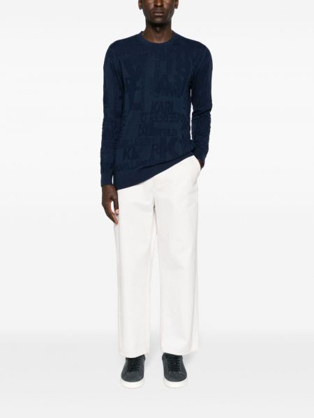 Žakárový bavlněný svetr Karl Lagerfeld modrý