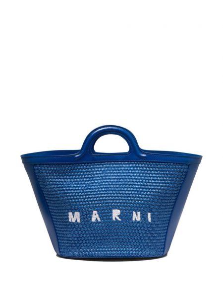 Τσάντα shopper με κέντημα Marni μπλε
