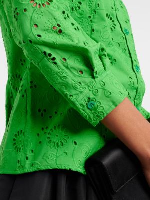 Памучна блуза Carolina Herrera зелено