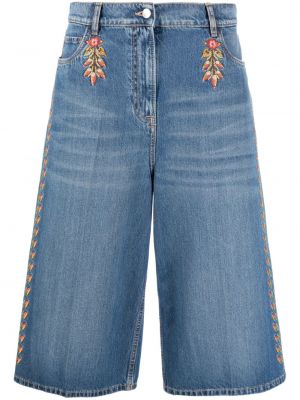 Pantaloni culottes cu model floral cu croială lejeră Etro albastru