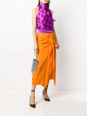 Žakardinis gėlėtas sijonas The Attico oranžinė