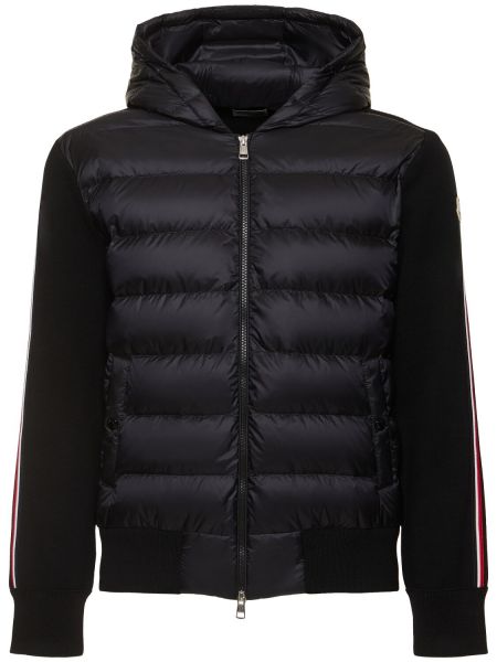 Dun nylon cardigan i uld Moncler sort